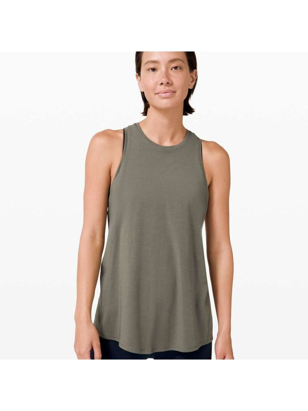 Lululemon All Tied Up Tank Top Sz M Grey Sage Pima Cotton Casualcore Athleisure